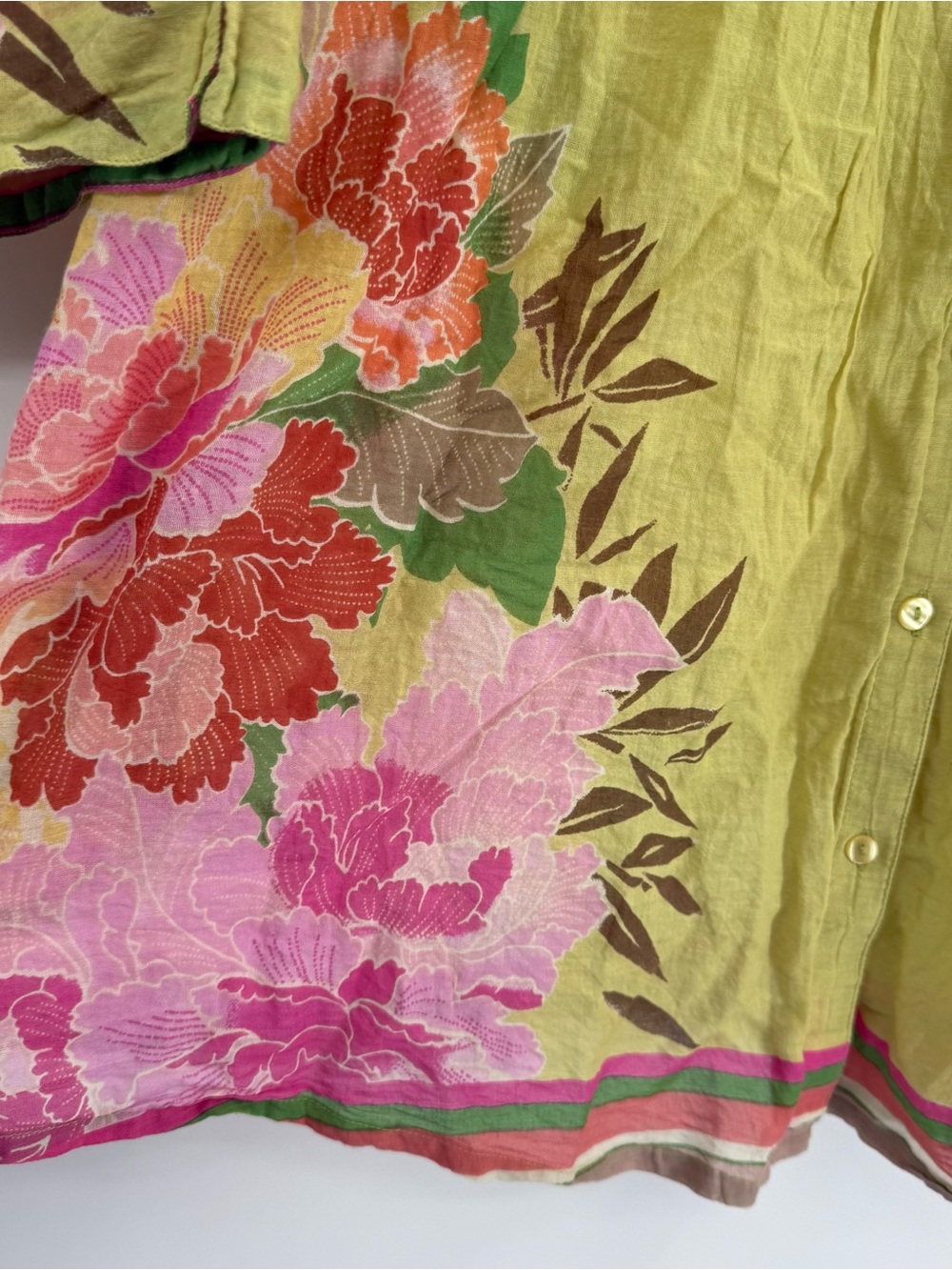 Sundance Floral Top Green Lightweight Pleated Boho Tropical Beach Tunic Size L - Picture 4 of 11